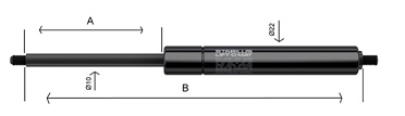 STABILUS LIFT-O-MAT Gasfeder 10 x 22 Gewinde M8 Länge 852,5 mm