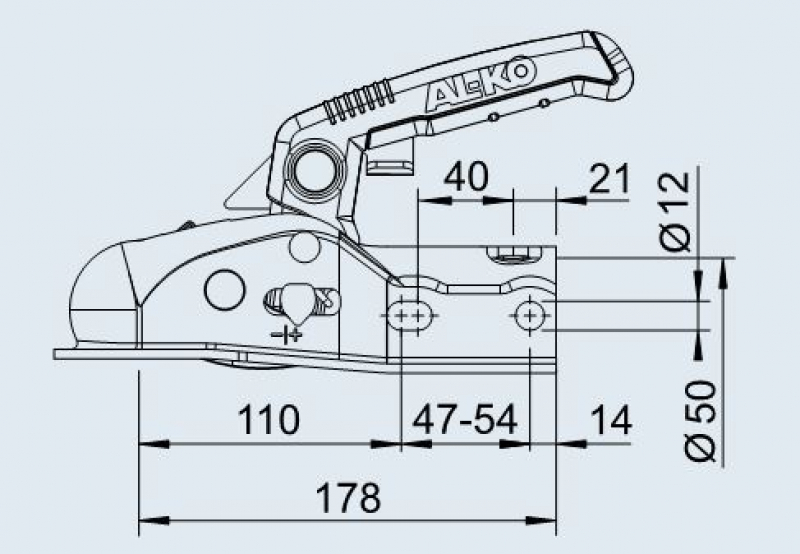 AL-KO Kugelkupplung AK 161 + Soft-Dock, Schloss, Distanzstücke