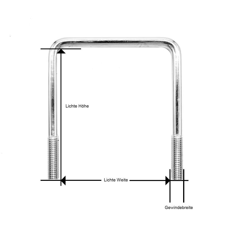 Bügelschraube M12 - Lichte Weite 102 mm / Lichte Höhe 60 mm